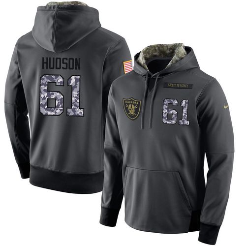 NFL Men's Nike Oakland Raiders #61 Rodney Hudson Stitched Black Anthracite Salute to Service Player Performance Hoodie